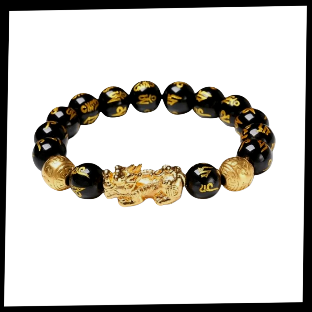 Bracelet en obsidienne noir et doré