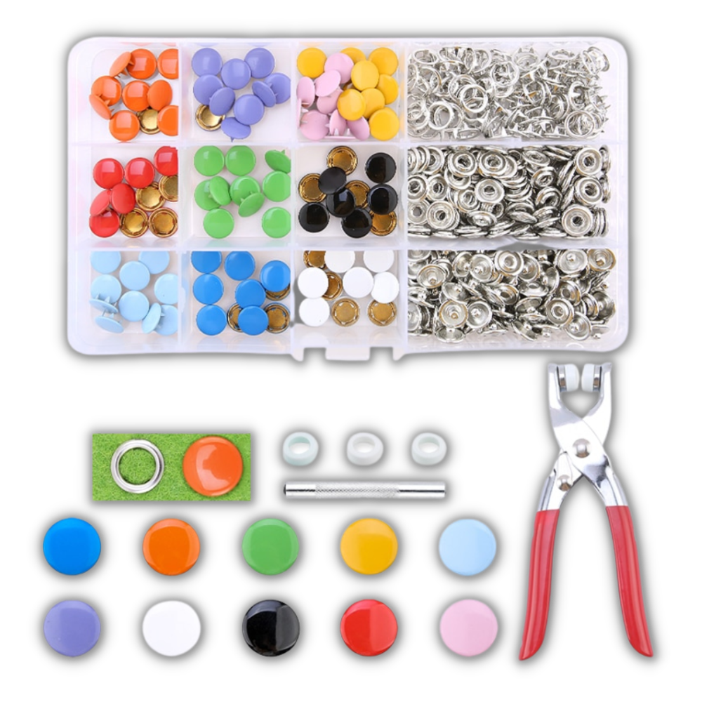 Pack de boutons de pression avec pince