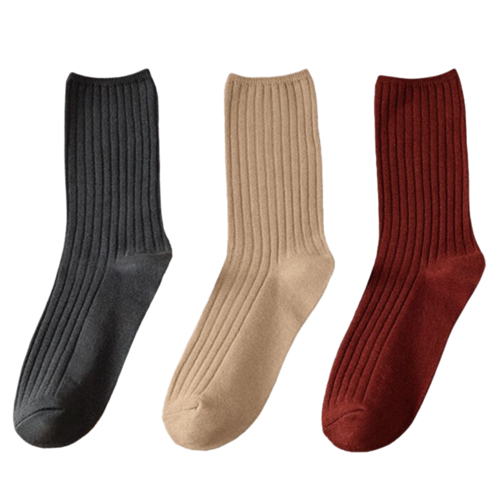 3 Paires de chaussettes côtelées en coton pour femmes