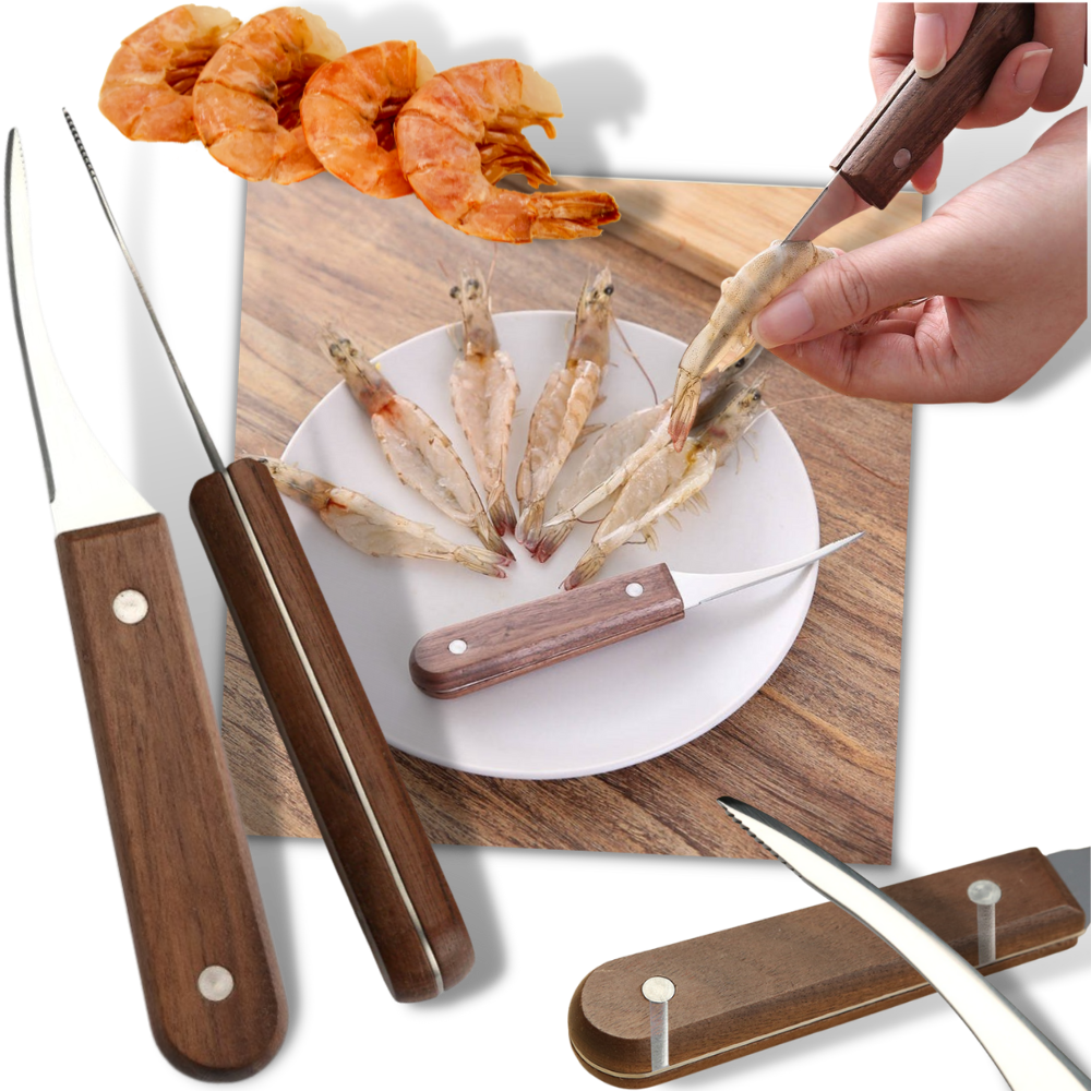 Couteau décortiqueur de crevettes en acier inoxydable
