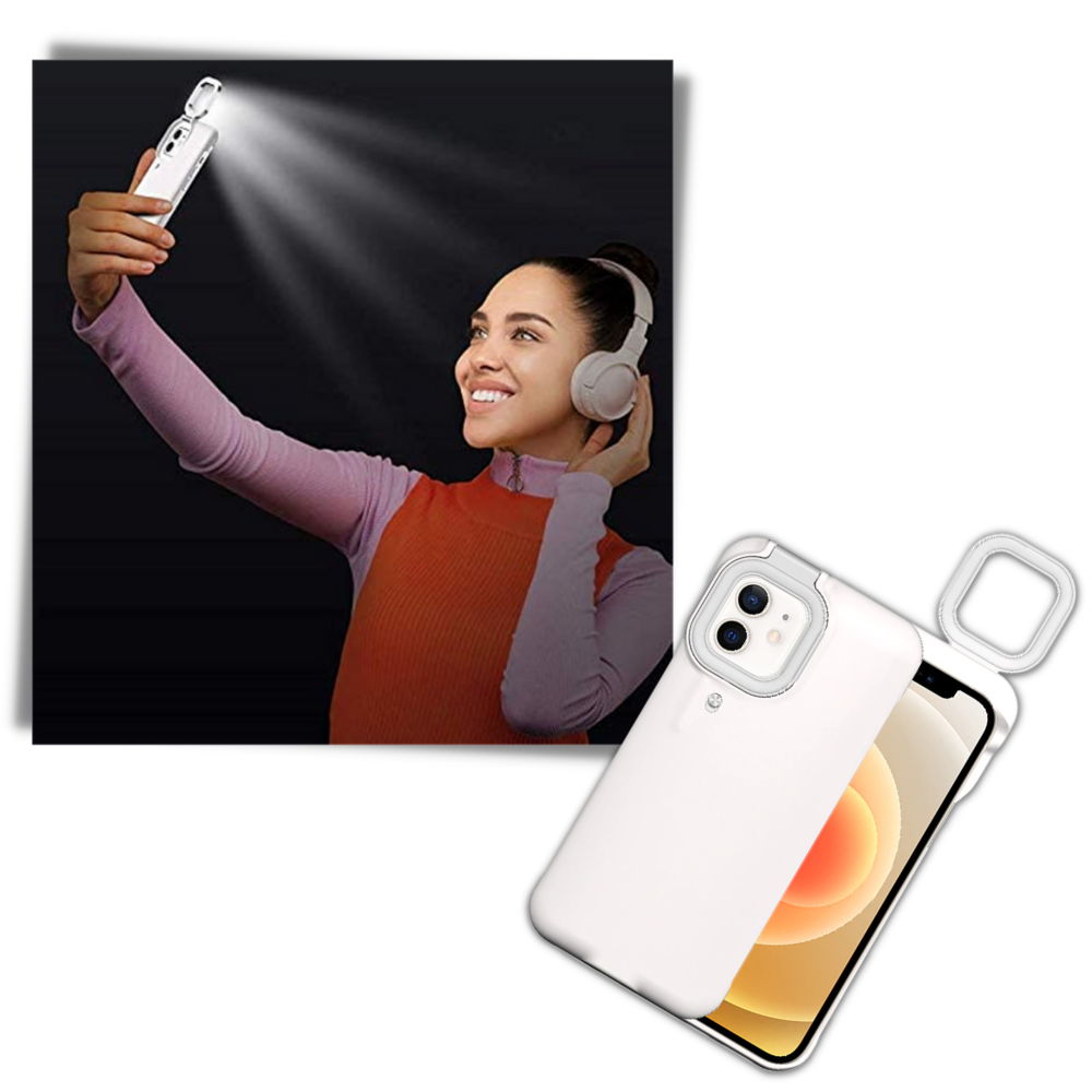 Étui de téléphone avec anneau lumineux LED
