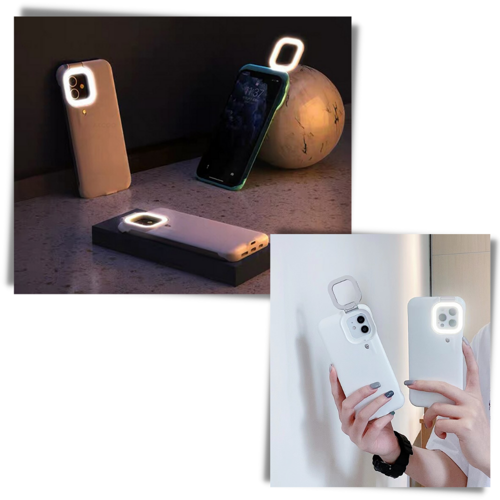 Étui de téléphone avec anneau lumineux LED