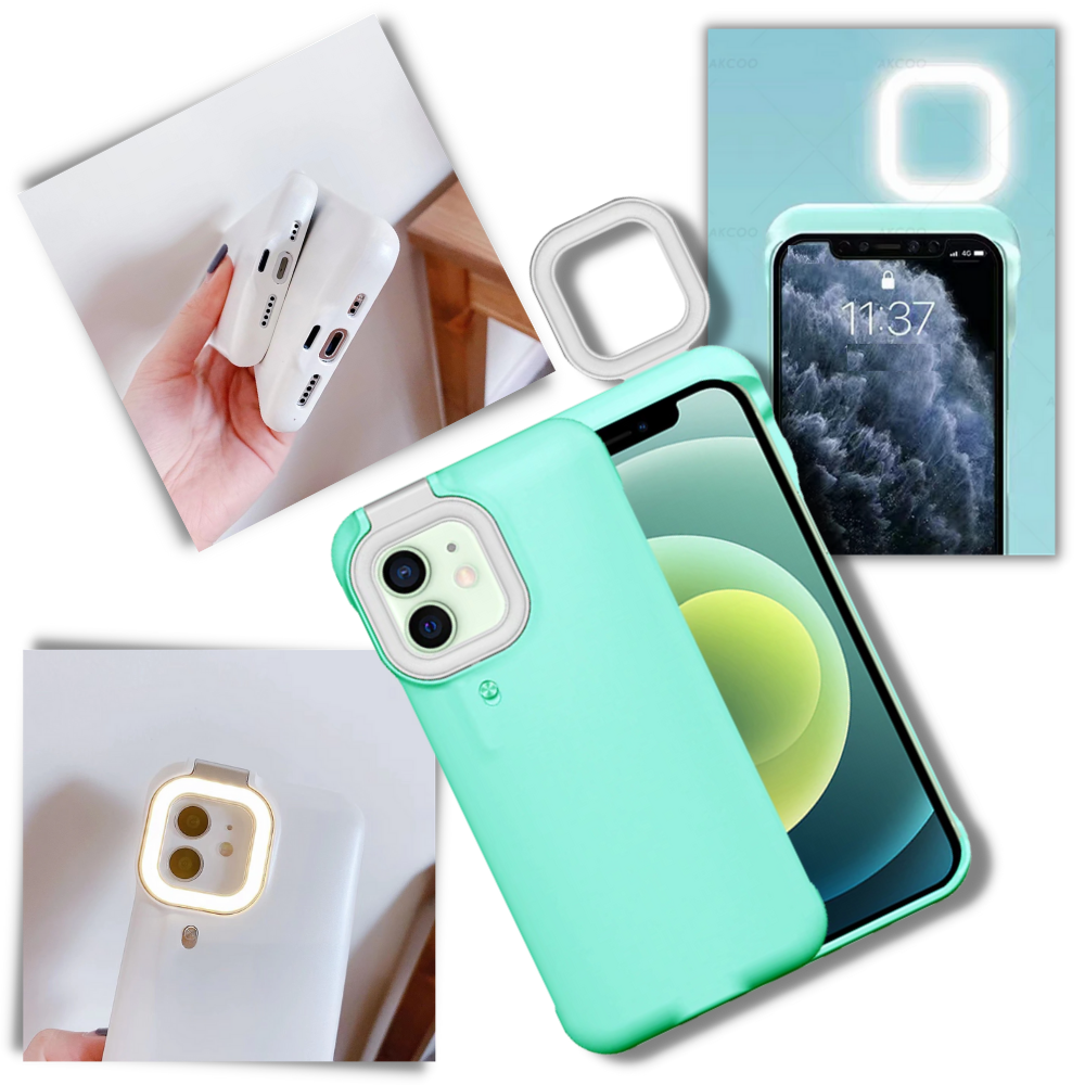 Étui de téléphone avec anneau lumineux LED