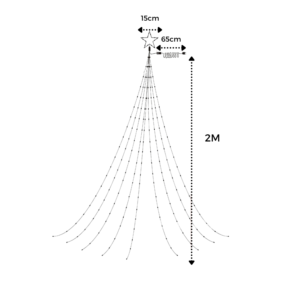 Lumières de Noël en cascade