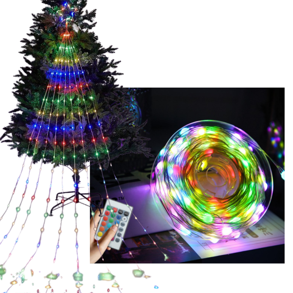 Lumières de Noël en cascade