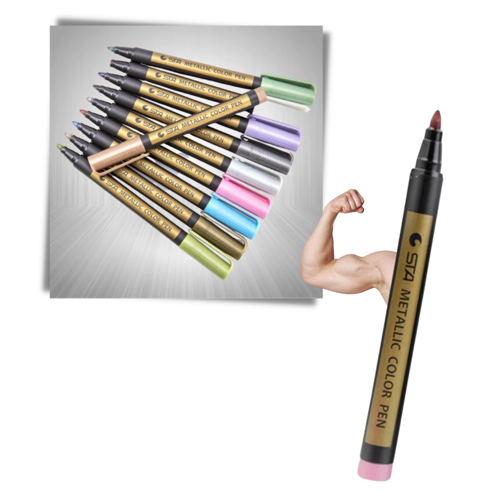 Lot de 10 marqueurs de couleurs métalliques