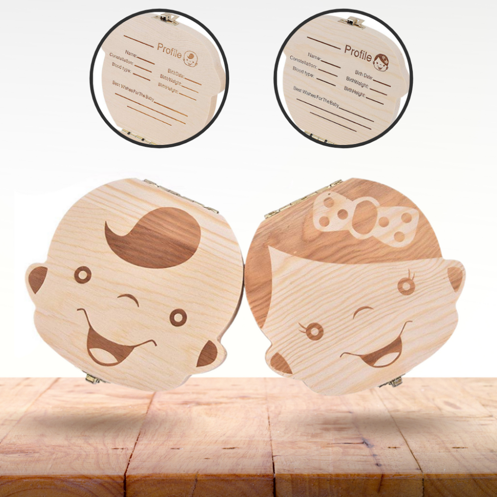 Boîte à dents de bébé en bois