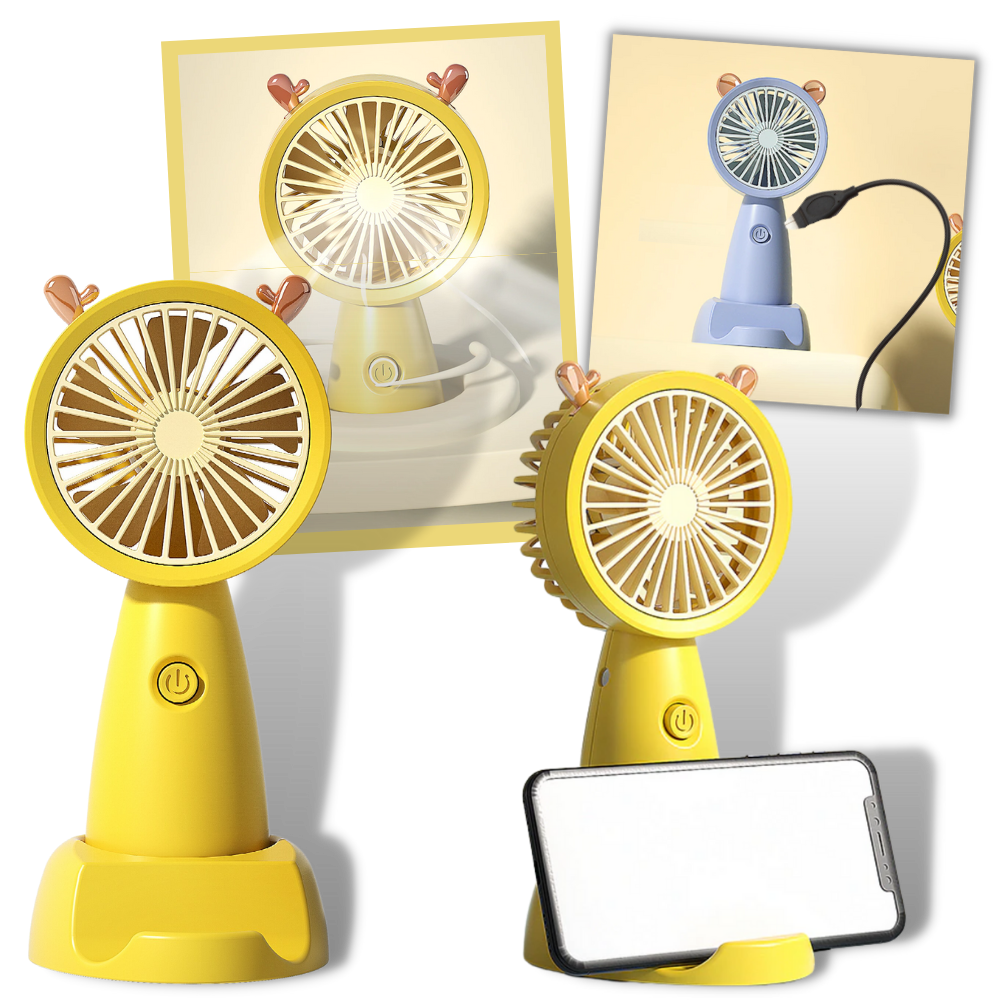Mini ventilateur USB avec support pour téléphone