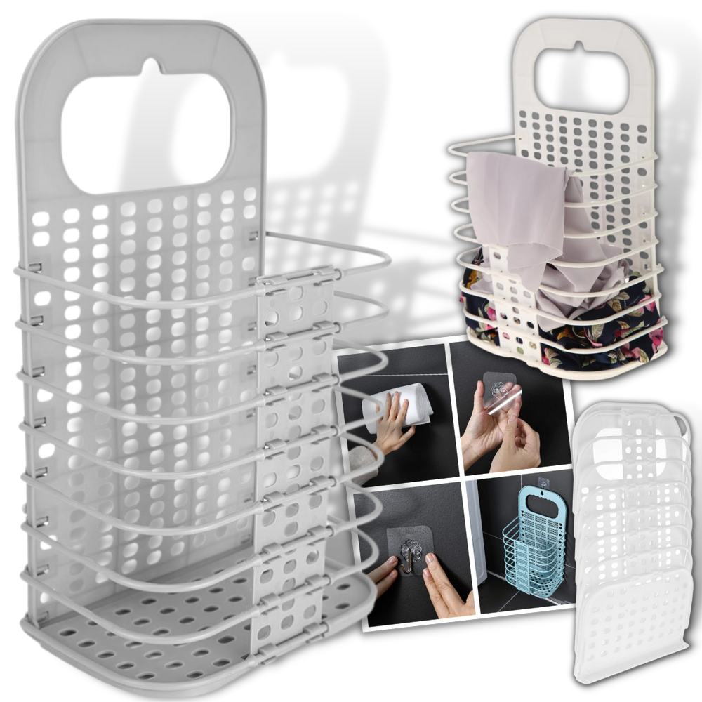 Panier à linge mural pliable en plastique