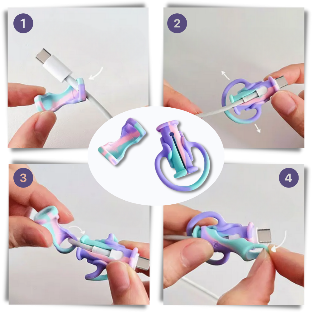 Enrouleur de câble en silicone 2 en 1