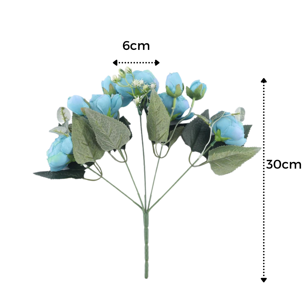 Bouquet de fleurs artificielles en soie, pivoines et roses