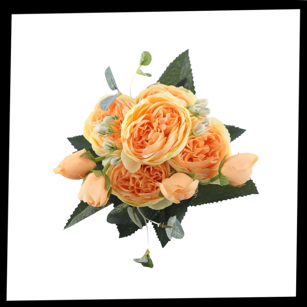 Bouquet de fleurs artificielles en soie, pivoines et roses