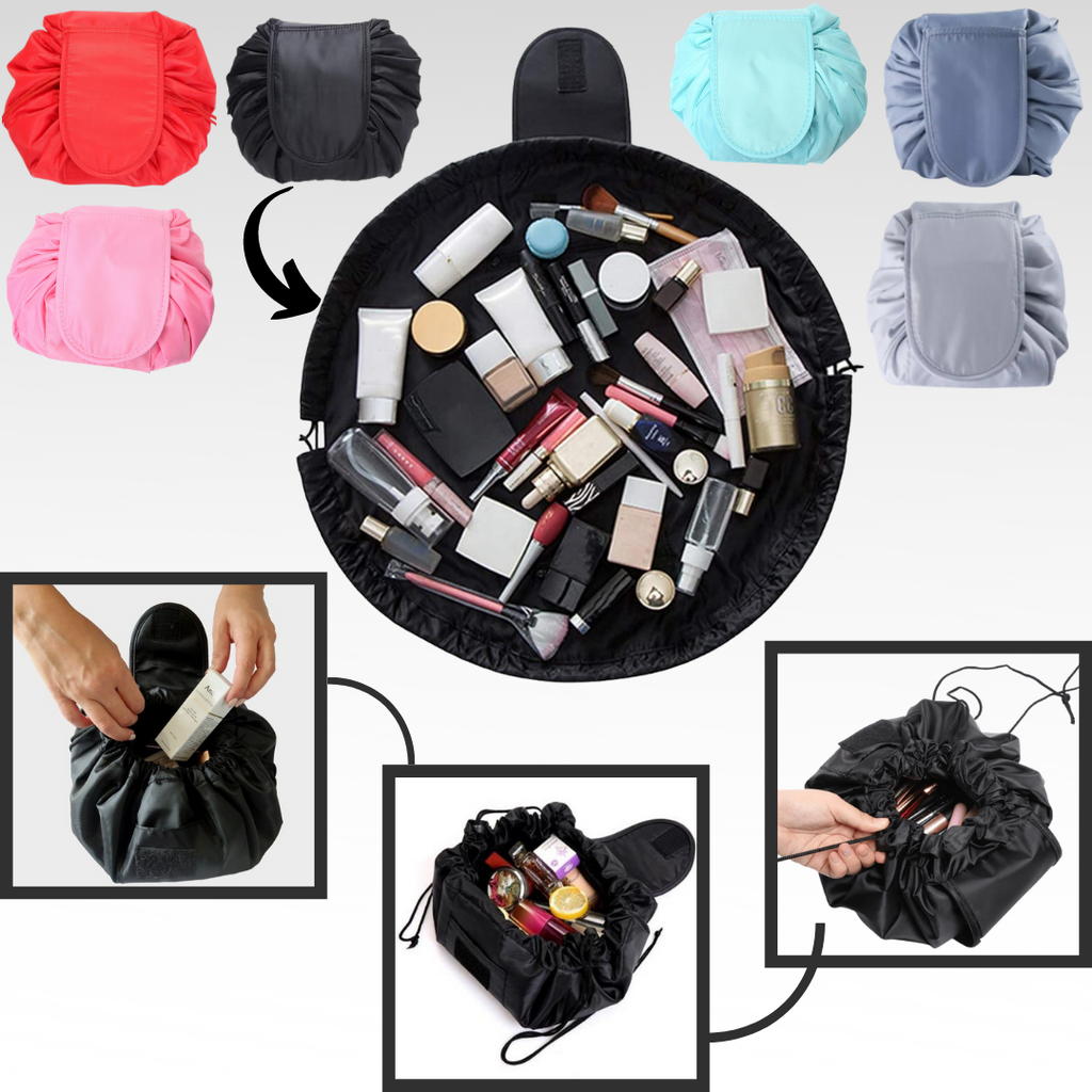 Pochette à maquillage pliable avec cordon de serrage