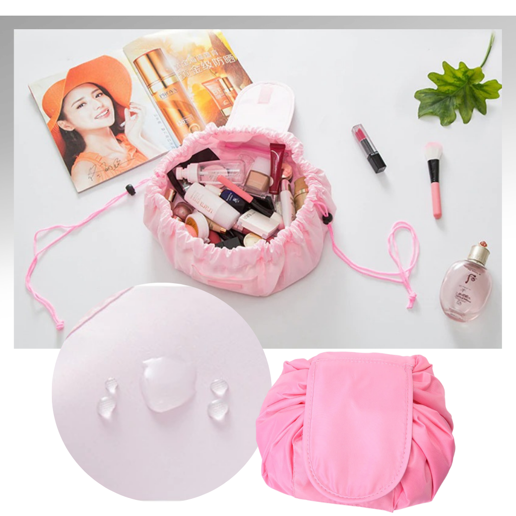 Pochette à maquillage pliable avec cordon de serrage