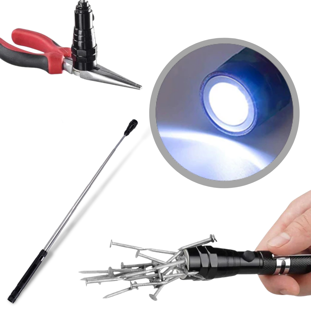 Lampe de poche à LED magnétique et télescopique