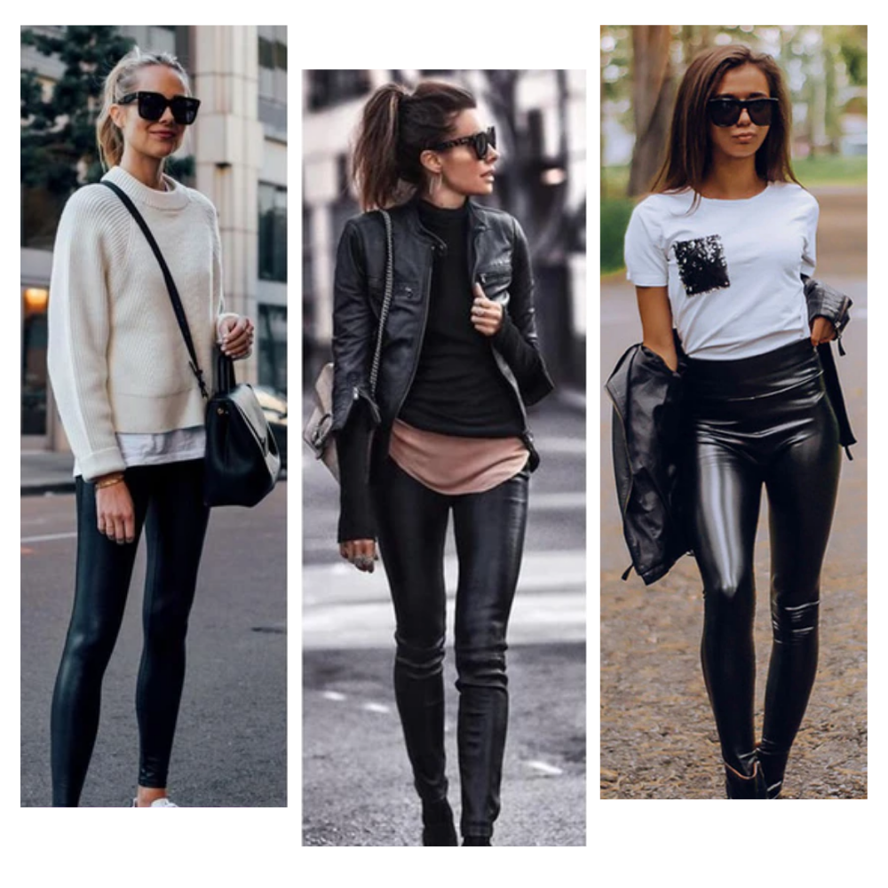 Pantalon en cuir artificiel à taille haute