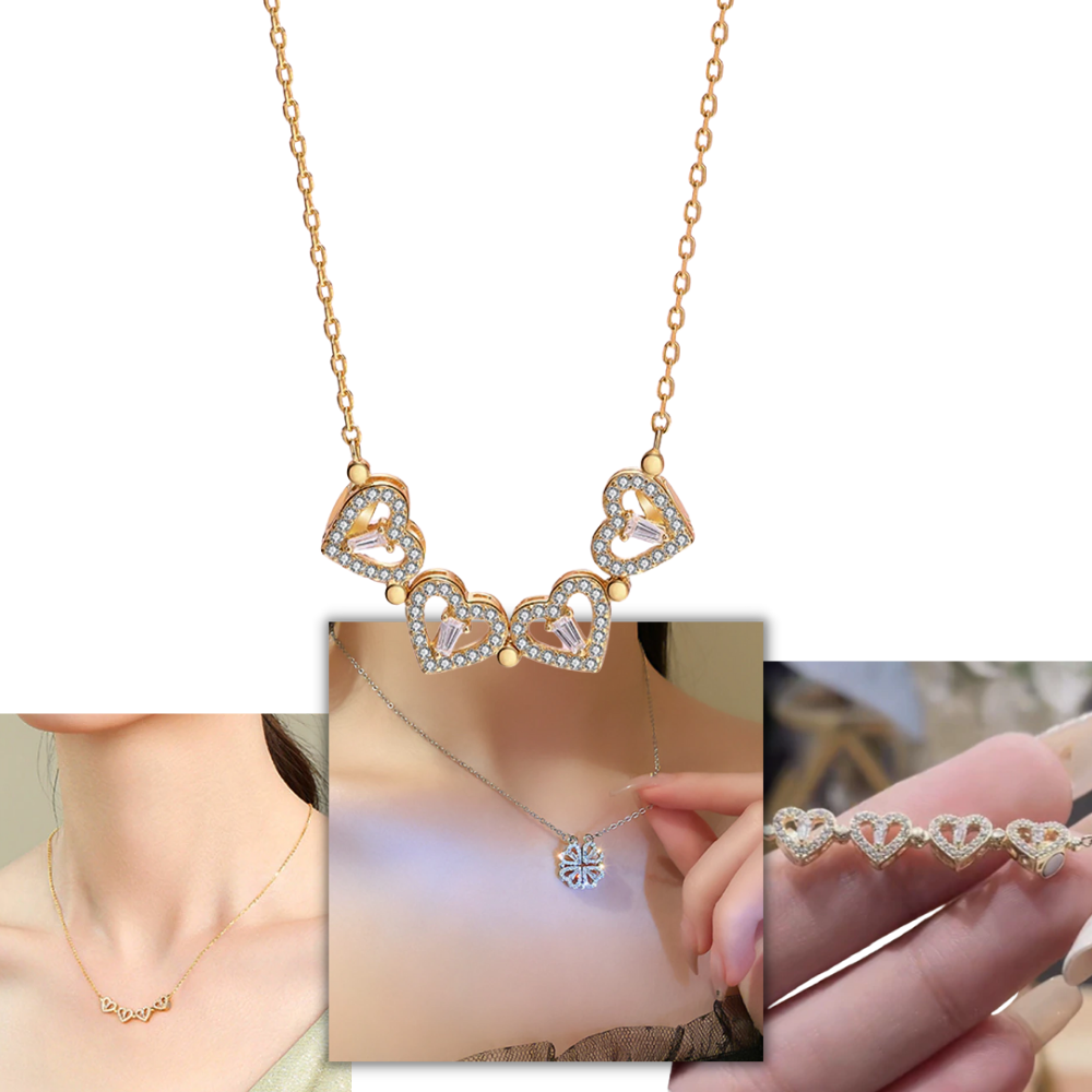Collier en forme de cœur à quatre feuilles