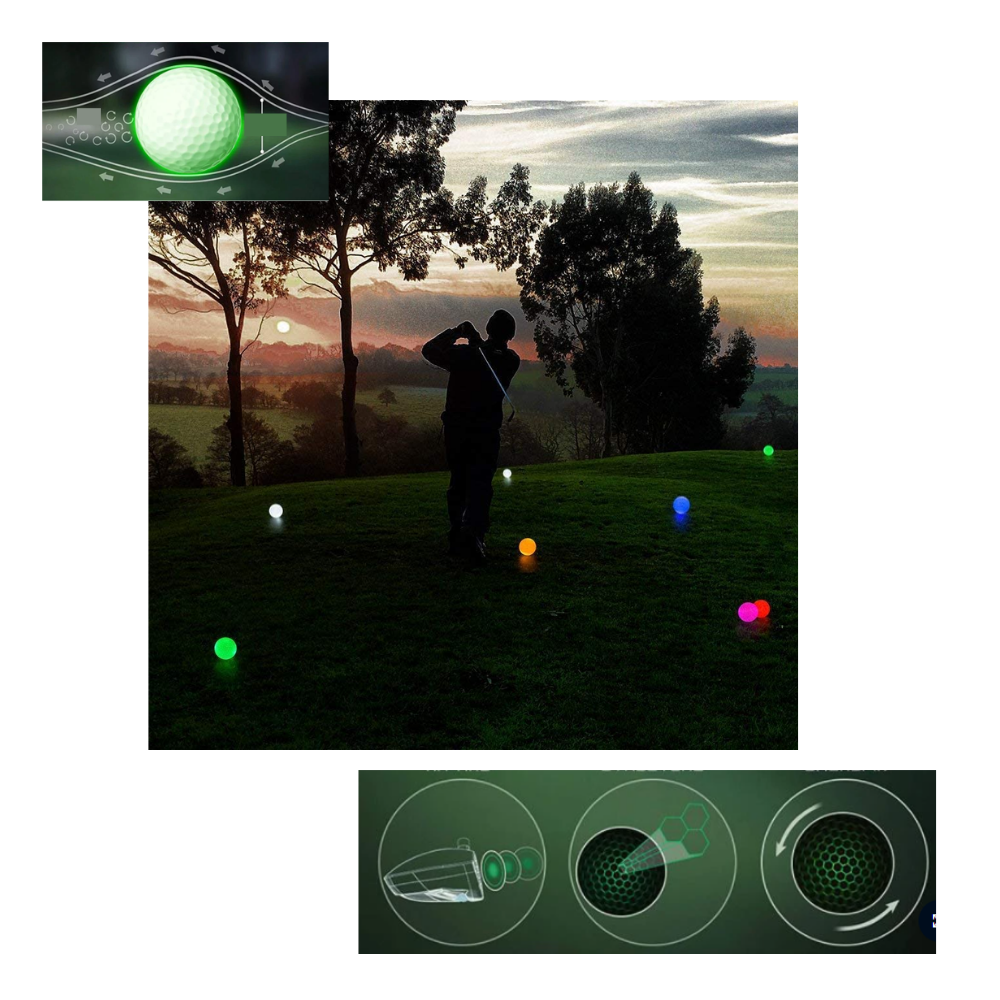 Lot de 6 balles de golf lumineuses à LED
