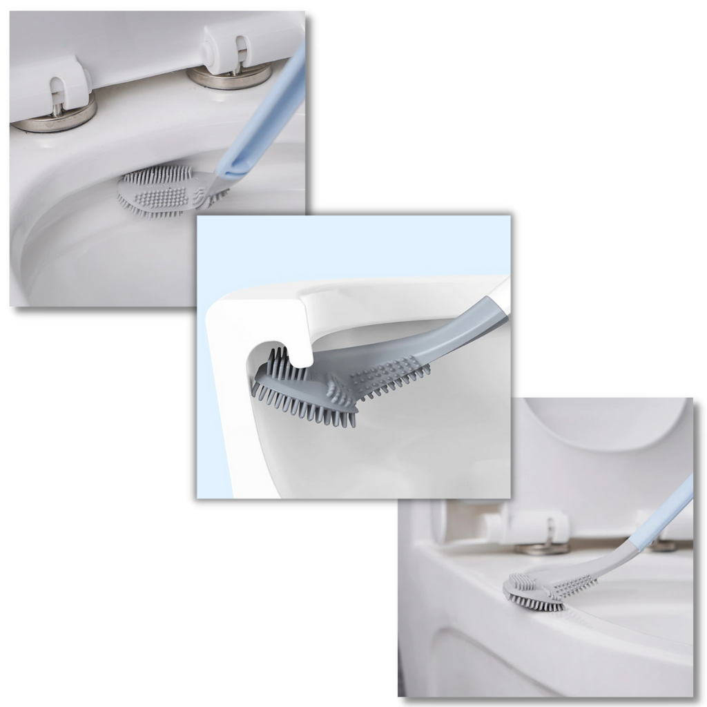 Brosse de toilette à manche long avec base murale