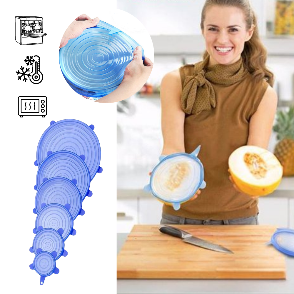 6 couvercles extensibles en silicone