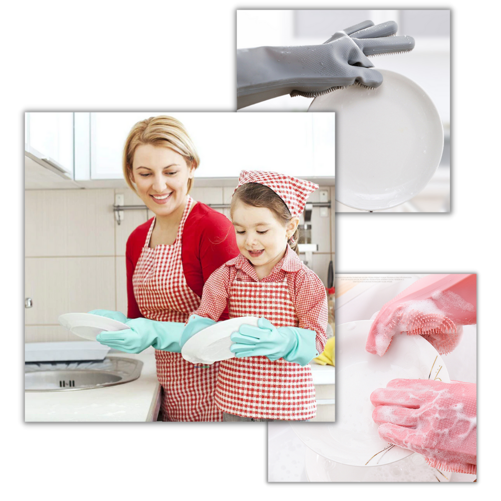 Gants de vaisselle en silicone à usages multiples