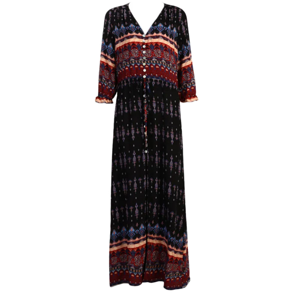 Robe longue à col en V de style bohème