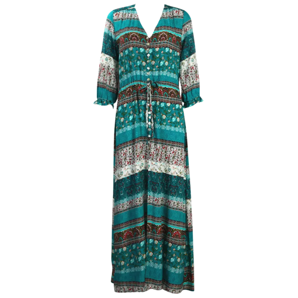 Robe longue à col en V de style bohème