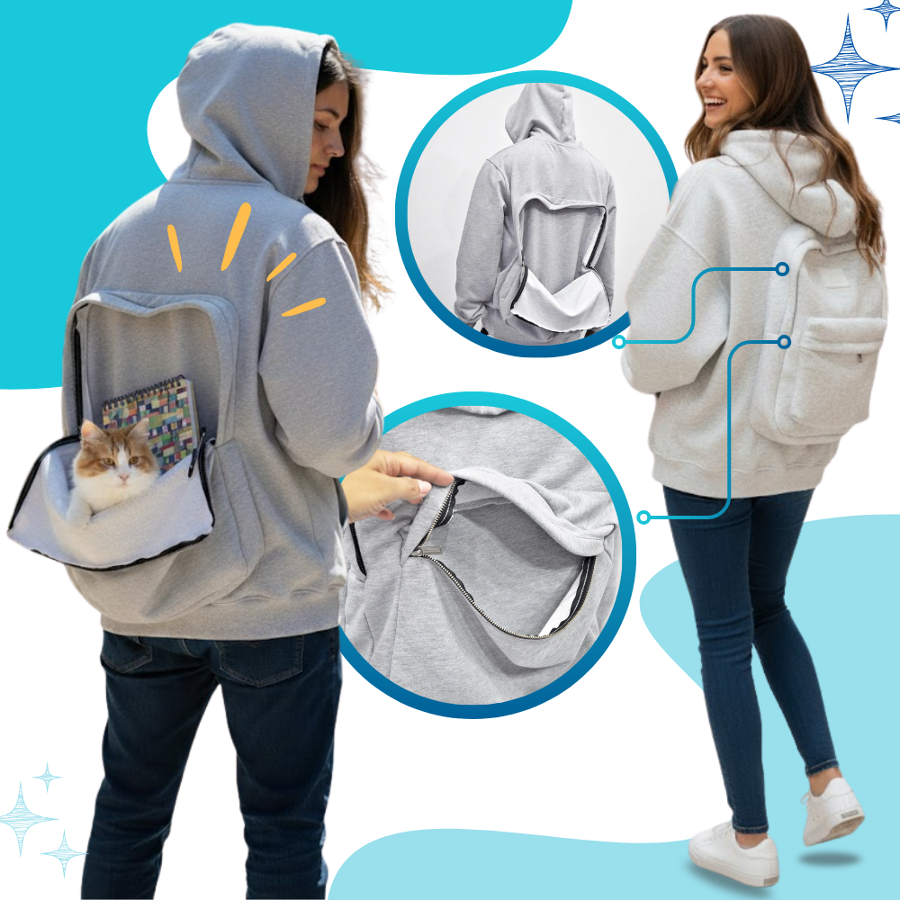Sweat à capuche avec sac à dos intégré