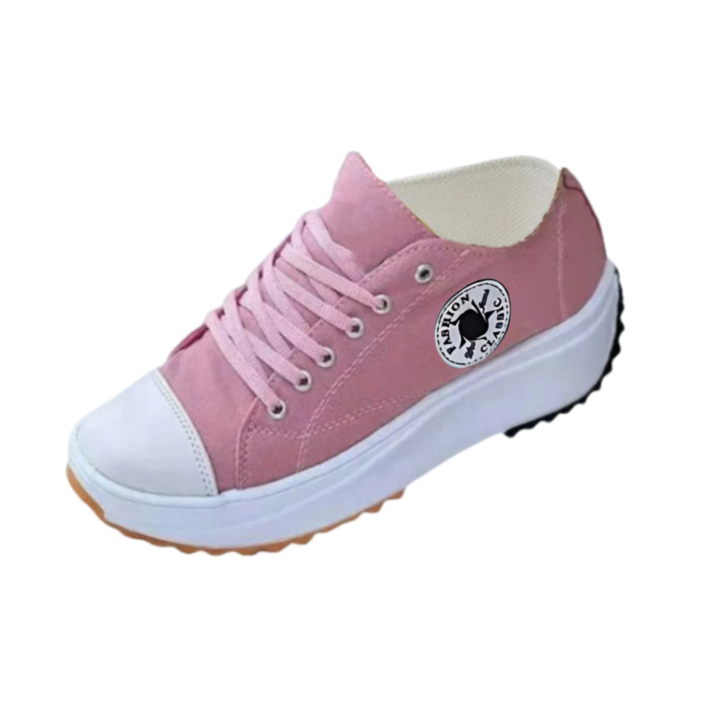 Sneakers anti-dérapantes en toile confortablement surélevées