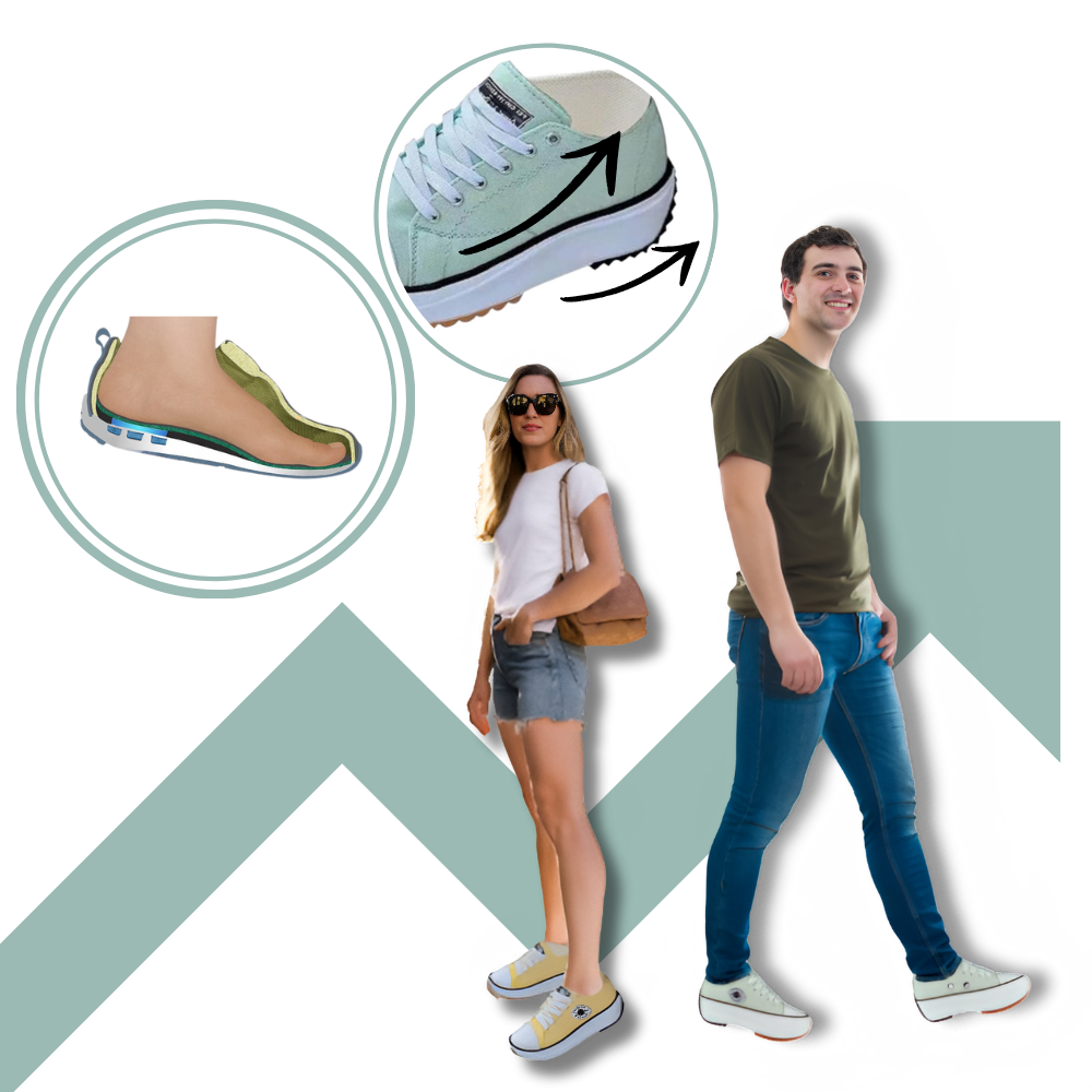 Sneakers anti-dérapantes en toile confortablement surélevées