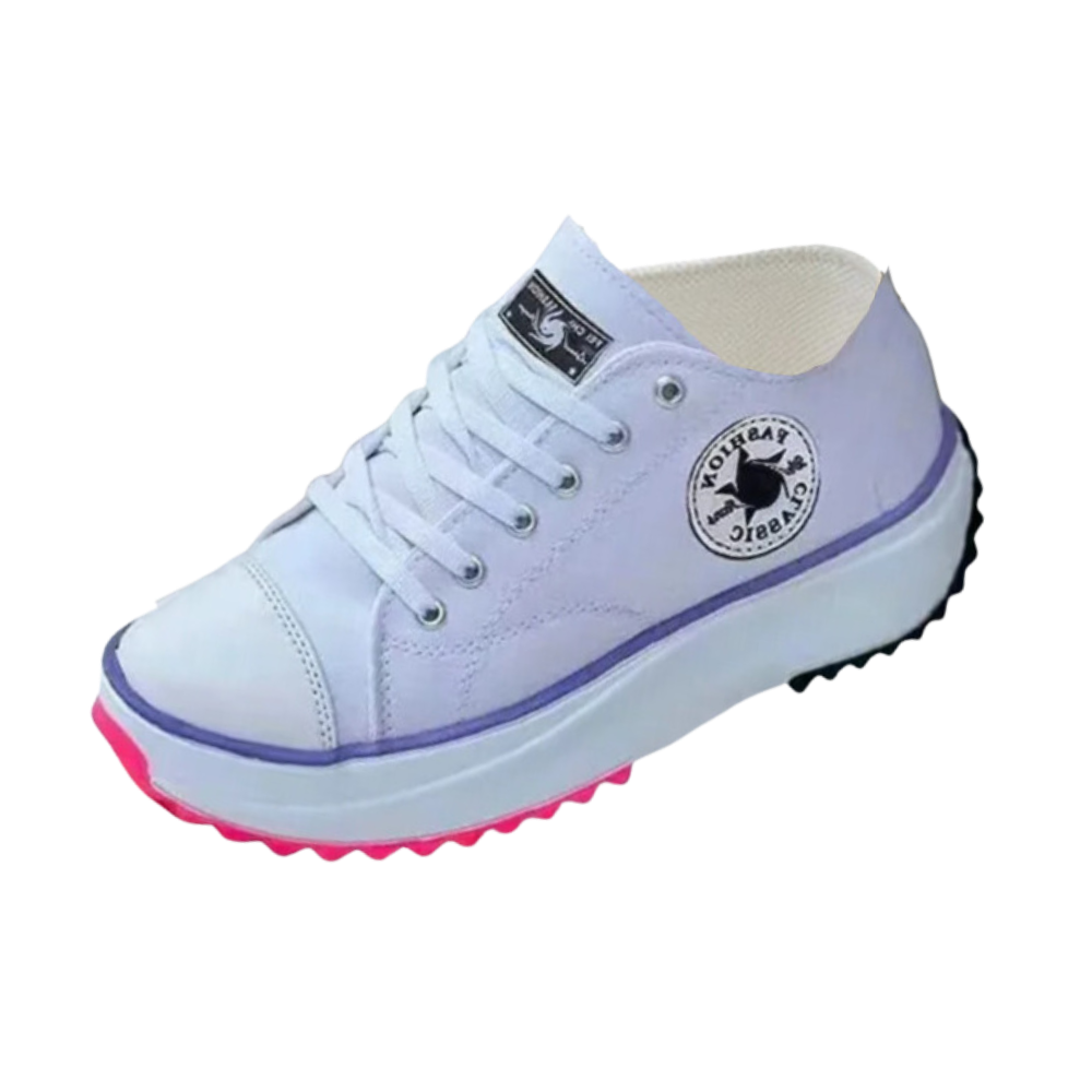 Sneakers anti-dérapantes en toile confortablement surélevées