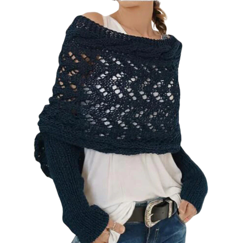 Chandail douillet en tricot avec épaules découvertes