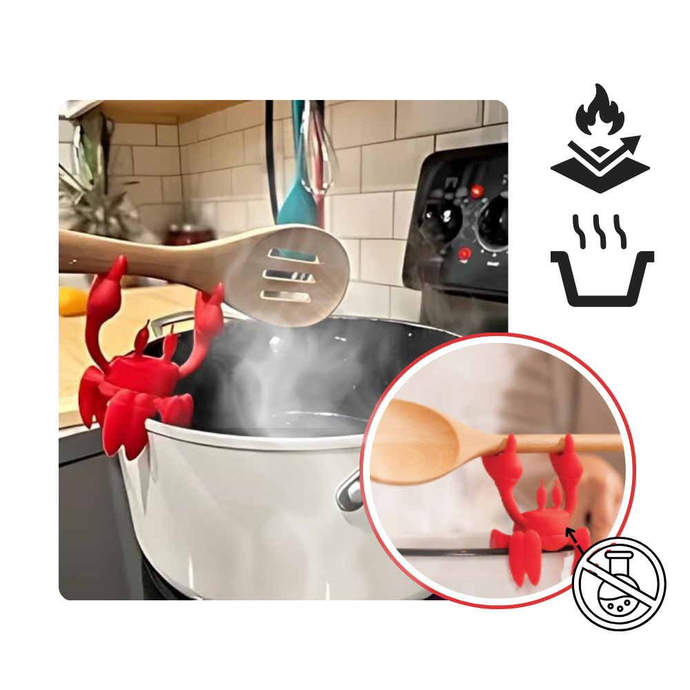 Porte-cuillère antidérapant en forme de crabe amusant