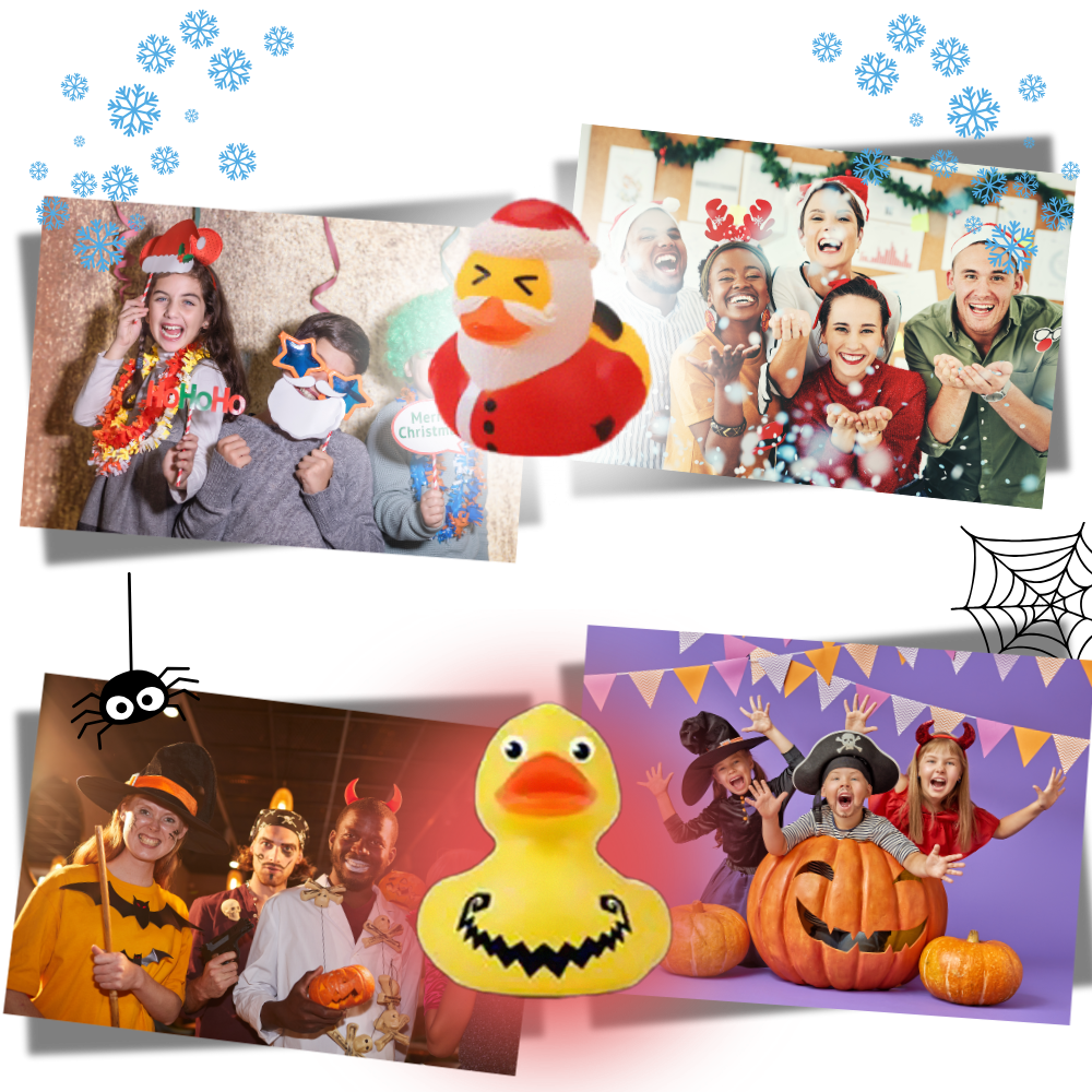 Calendrier de l'Avent des canards sur le thème d'Halloween et de Noël