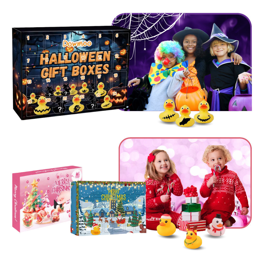 Calendrier de l'Avent des canards sur le thème d'Halloween et de Noël