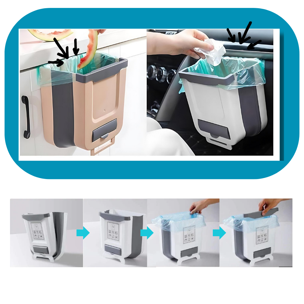 Poubelle pliable de grande capacité