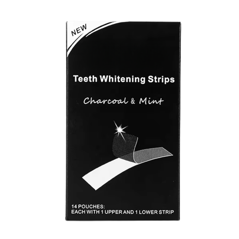Bandes de blanchiment des dents au charbon et à la menthe