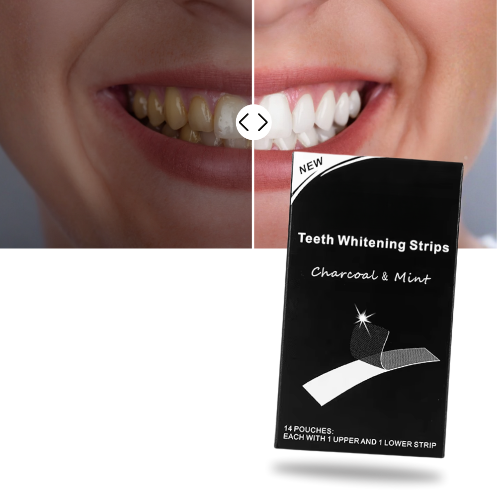 Bandes de blanchiment des dents au charbon et à la menthe