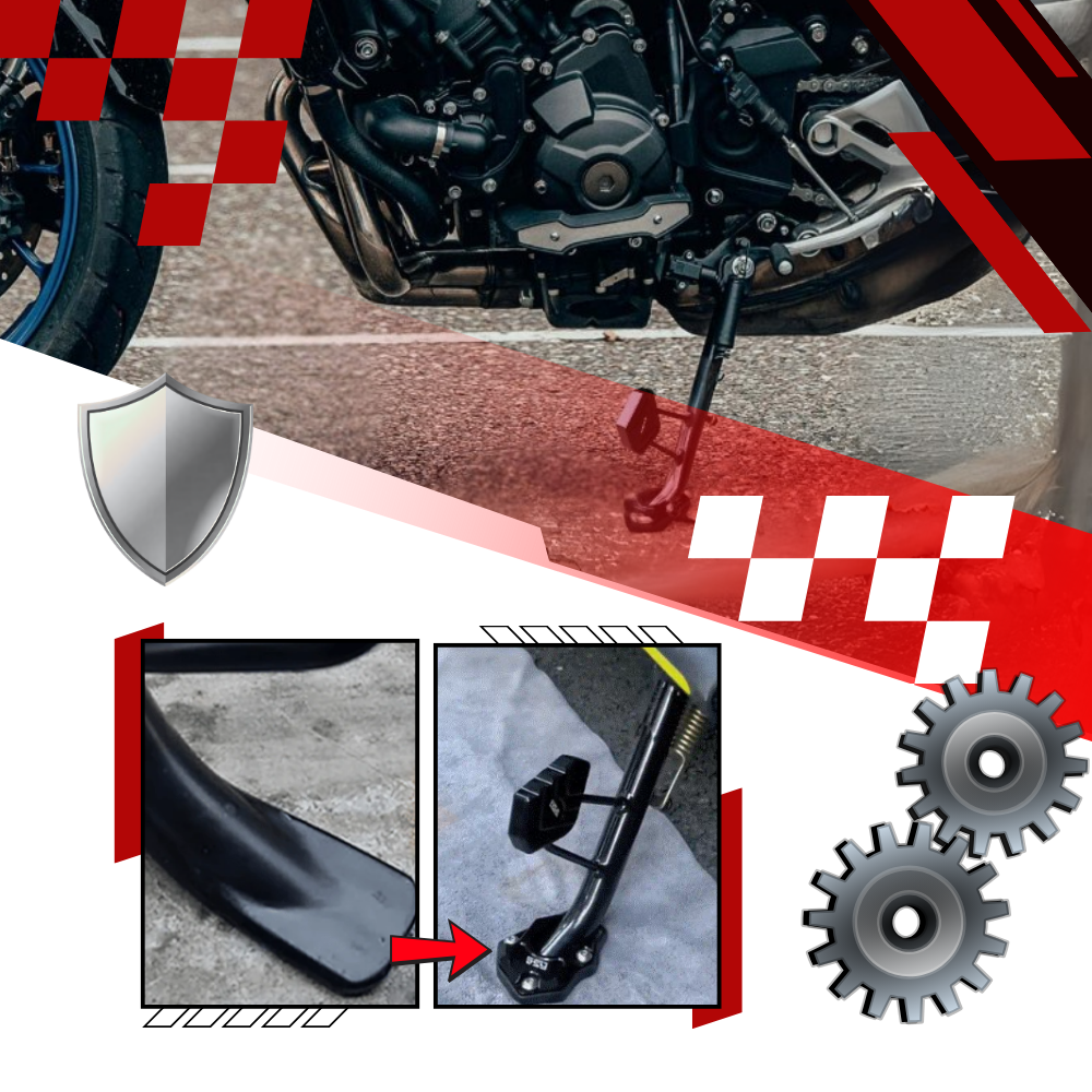 Support levier de béquille et plaque d'extension en alliage pour moto