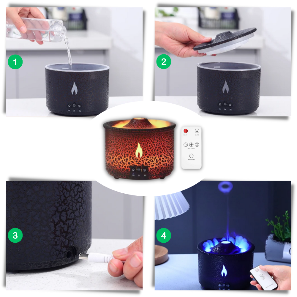 Humidificateur relaxant en forme de volcan
