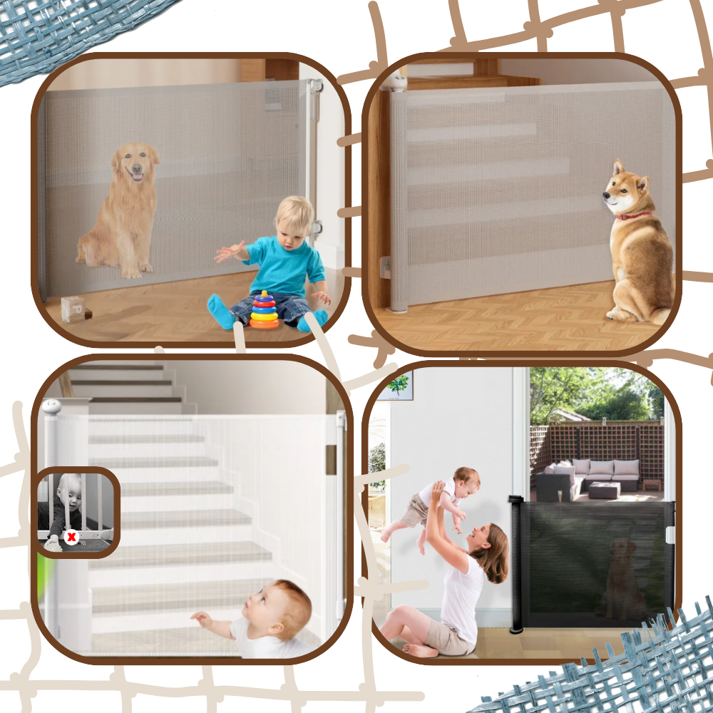 Barrière rétractable en maille pour animaux domestiques et bébés