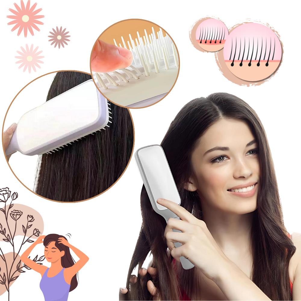 Brosse à cheveux autonettoyante pour le massage du cuir chevelu