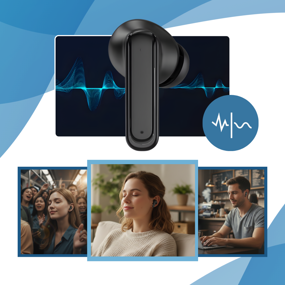 Écouteurs bluetooth à réduction de bruit avec écran tactile