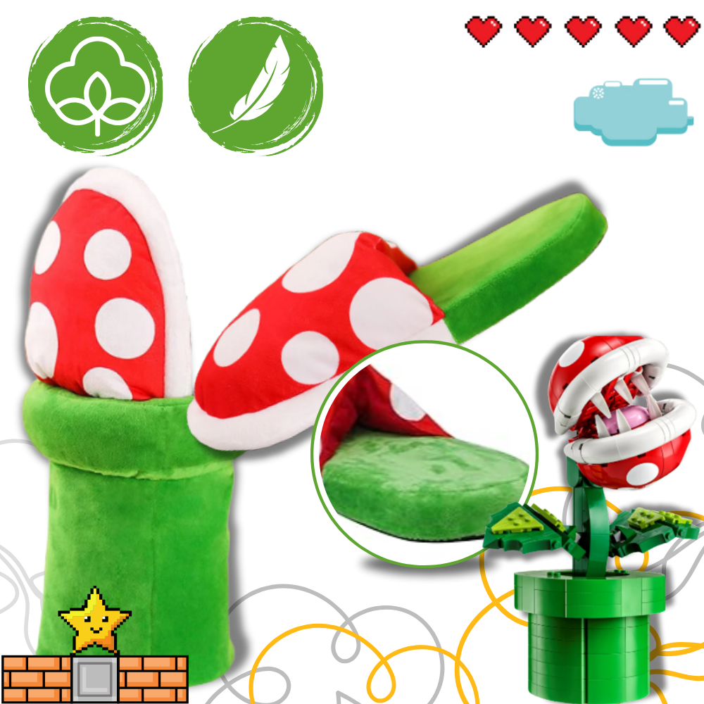 Pantoufles plante piranha de Mario en peluche