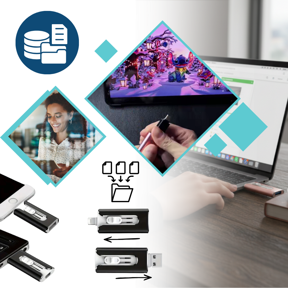 Clé USB 3 en 1 avec transfert rapide de données