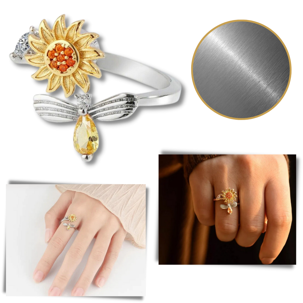 Bague tournesol tournante