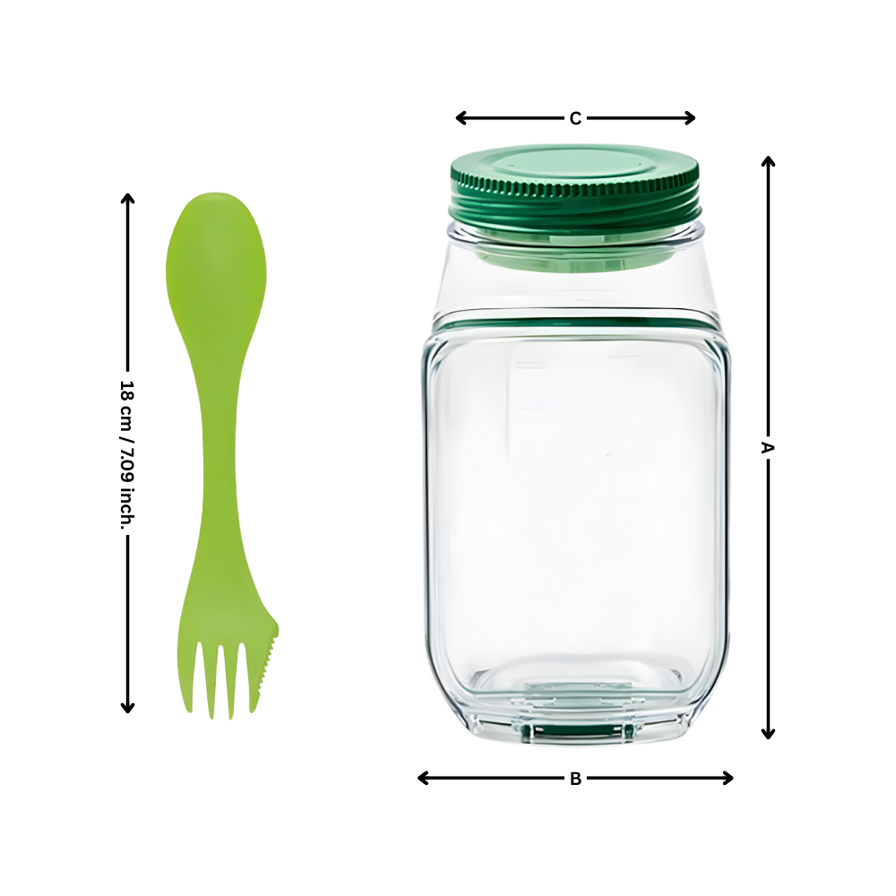 Bocal transparent à salade avec ouverture latérale