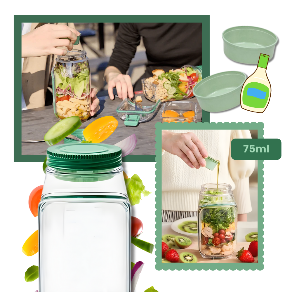 Bocal transparent à salade avec ouverture latérale